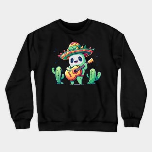 cute cactus playing guitar Crewneck Sweatshirt